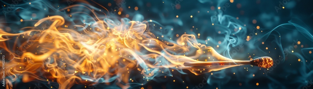 A matchstick is lit and the flame is shooting out of it A matchstick is lit and the flame is shooting out of it