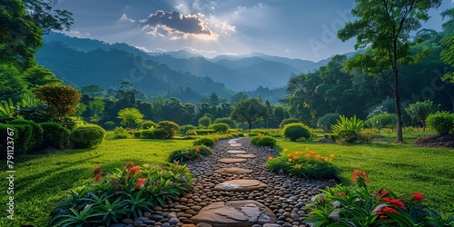 a beautiful landscape architecture in a green nature