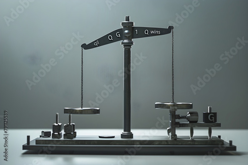 Balancing Scale Displaying Quintal and Other Units of Measurement Concept Illustration photo
