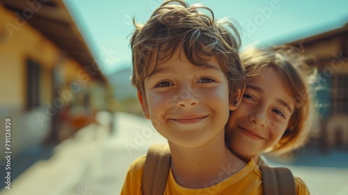 Two Kids Standing Together photo