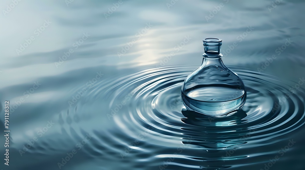 Elegance in Blue: Glass Bottle in Calm Water Elegance in Blue: Glass Bottle in Calm Water