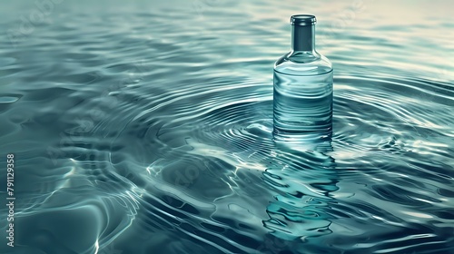 Blue Submersion  Glass Bottle in Serene Depths