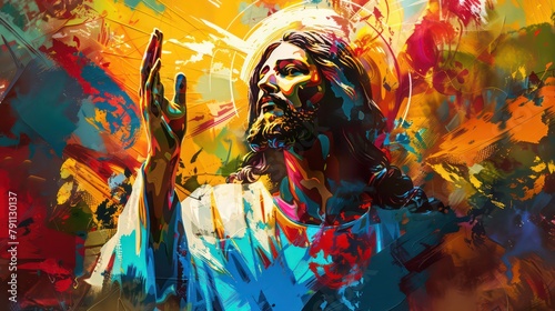 Jesus Christ. Abstract colorful Illustration. Digital painting