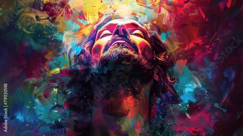 Jesus Christ. Abstract colorful Illustration. Digital painting