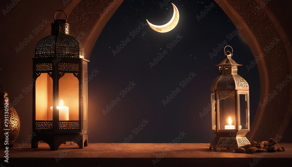 Islamic lantern, Eid Mubarak, Eid al-Adha banner. Eid Al-Adha Mubarak ...