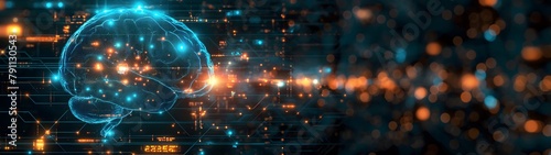 Künstliche Intelligenz, Menschliches Gehirn verknüpft mit neuronalen Netzen und Schaltkreisen und Computerchips, Konzept Maschinenlernen