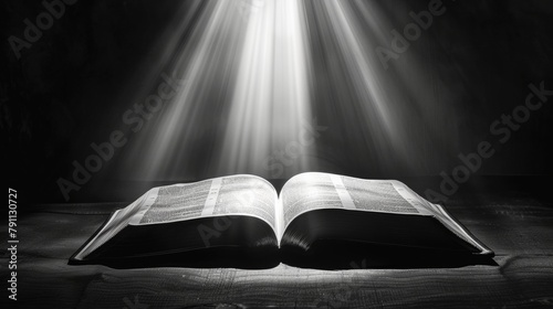 A symbolic image of the Bible as a guiding light AI generated illustration photo