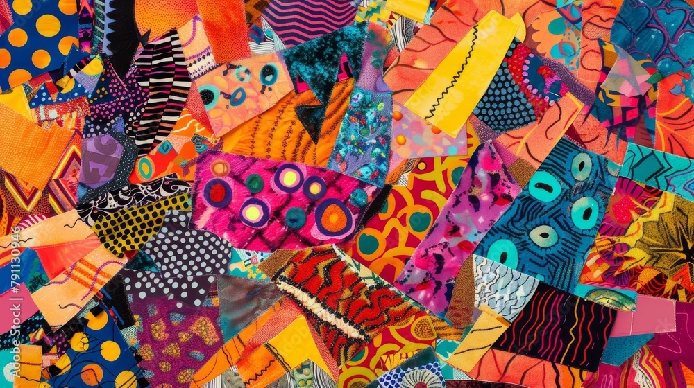 A vibrant energetic explosion of patterns and textures AI generated illustration
