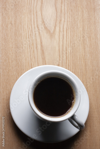 Cup coffee on wood table