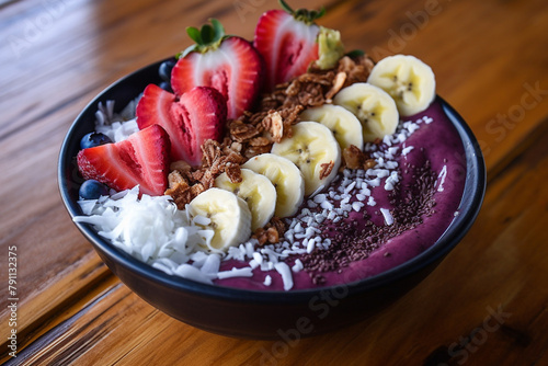 Acai bowl with fresh fruits generative AI