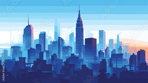 Cityscape silhouette isolated icon 2d flat cartoon