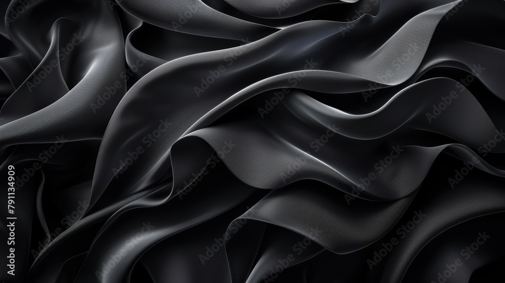 A close up of a black fabric with some folds, AI A close up of a black fabric with some folds, AI