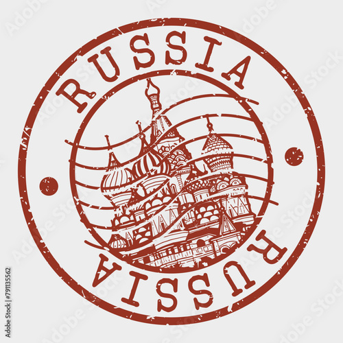 Russia Stamp Postal. Silhouette Seal. Passport Round Design. Vector Icon. Design Retro Travel. National Symbol.