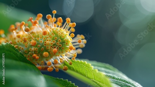 Macro of Vibrant Flowering Plant Spore Seed in Natural Environment