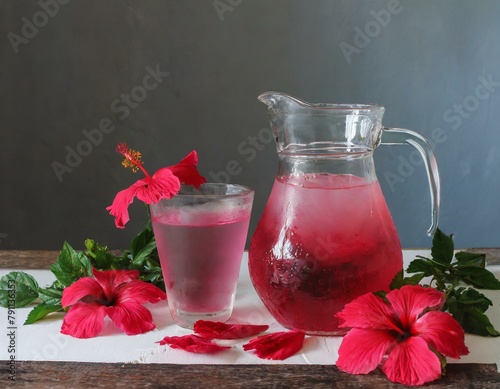 agua refrescante sabor flor de Jamaica. photo