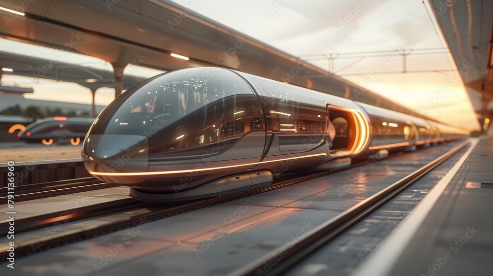 The future of transportation is here. The Hyperloop is a new type of train that uses electromagnetic levitation to travel at speeds of over 600 miles per hour.
