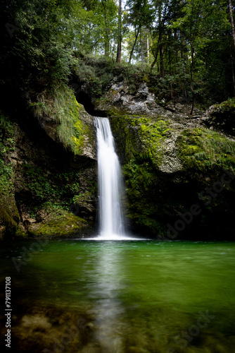 Secluded Waterfall Near Nomenj  Slovenia