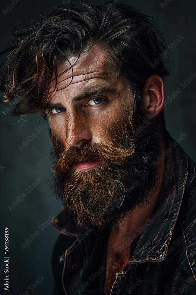 Fototapeta premium Portrait of serious beard hairstyle man
