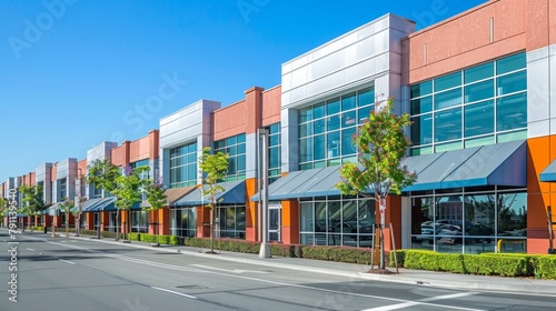 Commercial Real Estate Photos showcasing commercial properties including office buildings retail spaces and industrial warehouses for sale or lease AI generated illustration