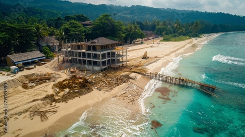 Construction site for a luxury beachfront villa  AI generated illustration © ArtStage