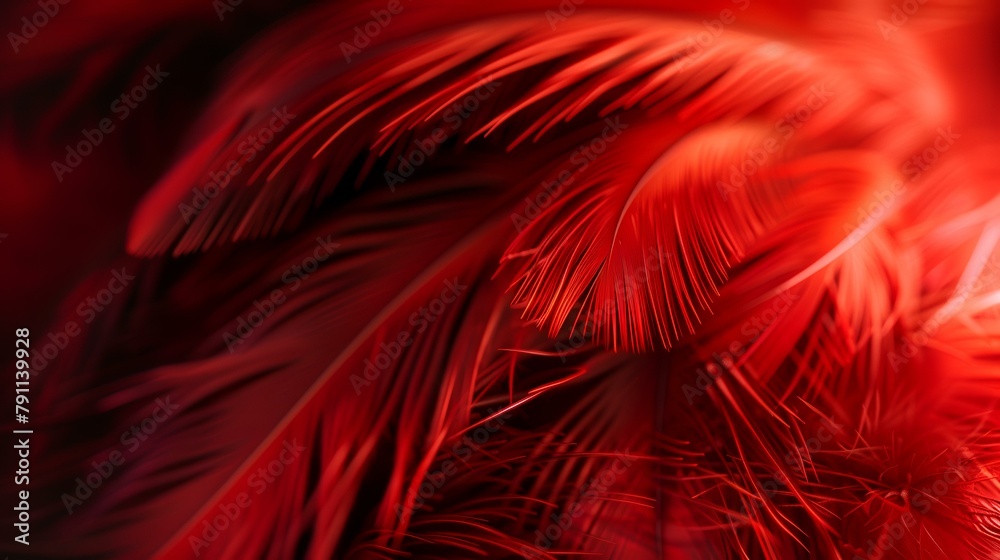 Macro shot of Scarlet Macaw feathers. Abstract background and texture.