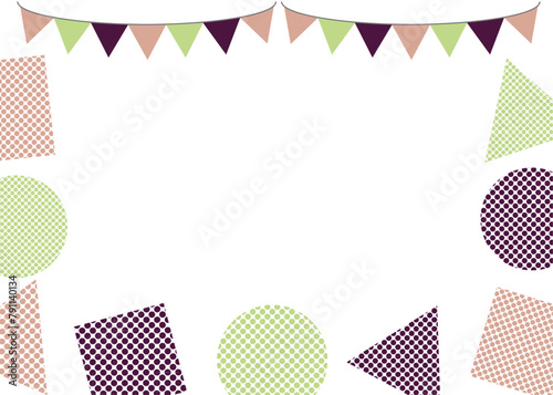 ガーランドと幾何学模様の背景素材