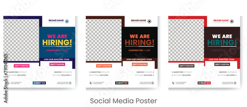 Hiring agency social media post template. Hiring agency banner design. Hiring agency concept. Vector illustration