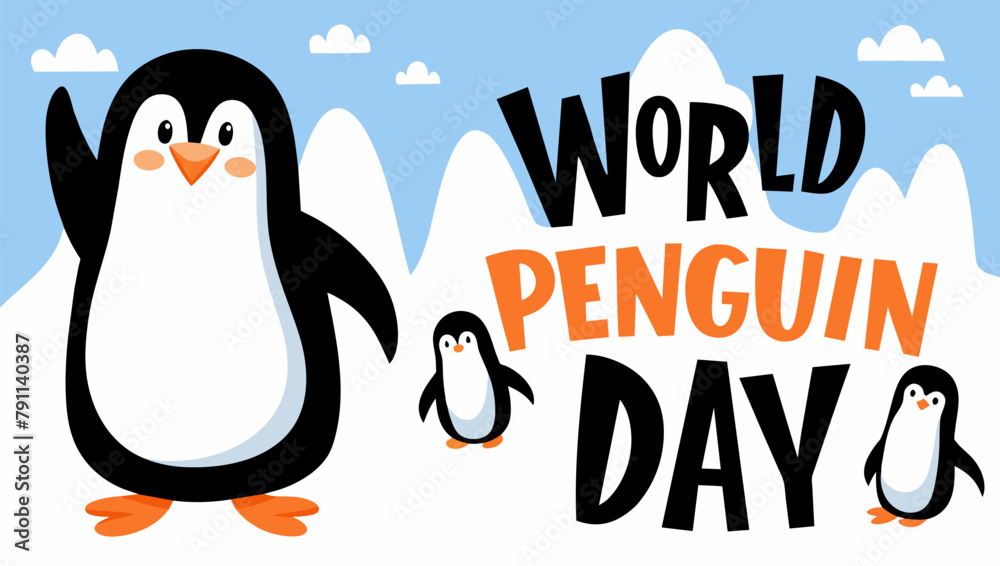 Naklejka premium World penguin day vector illustration