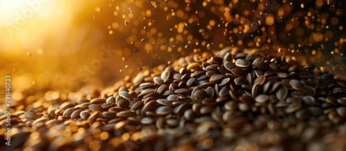 Aromatic Heirloom Coffee Beans in Macro Closeup with Glowing Sunlight Effect