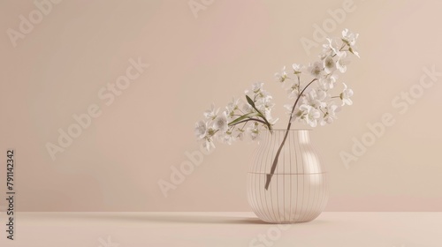 Blank mockup of a modern wireframe vase with an asymmetrical shape perfect for displaying flowers in a sculptural way. . photo