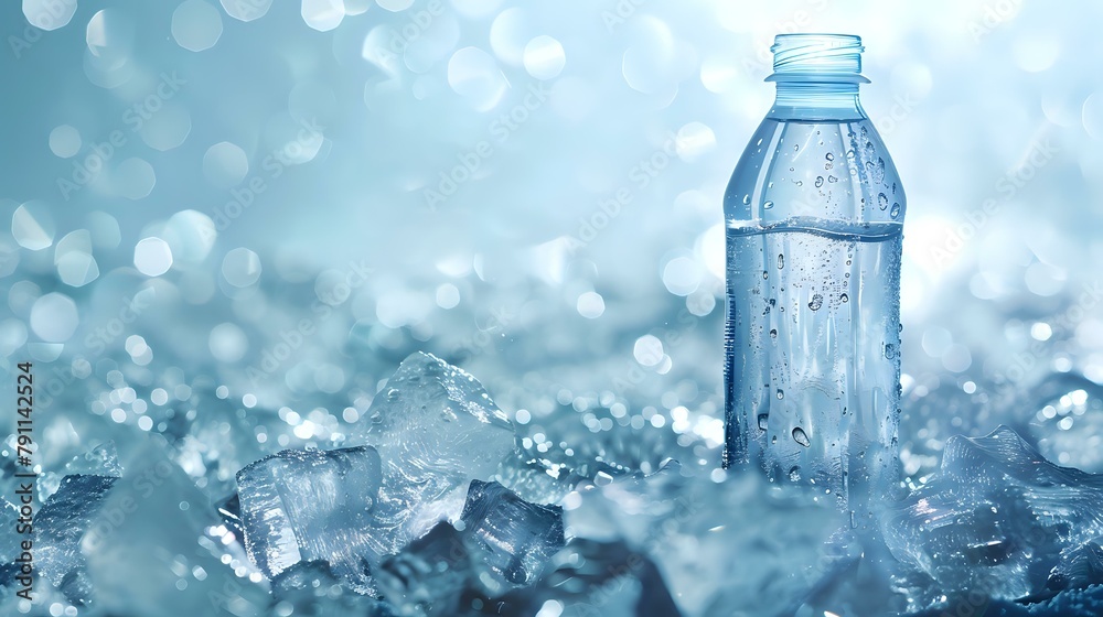 Chill Elegance: Blue Toned Bottle with Ice Cube Composition Chill Elegance: Blue Toned Bottle with Ice Cube Composition