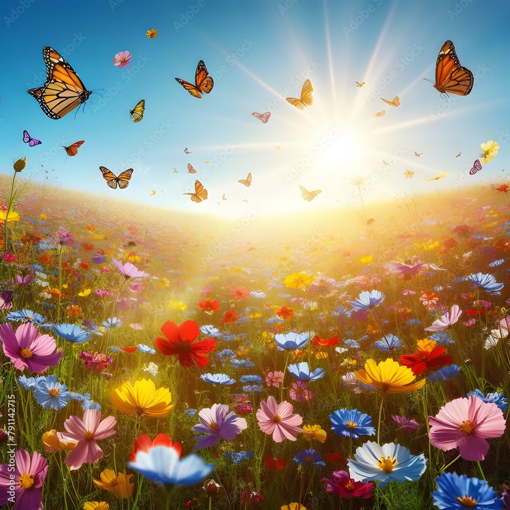 butterflies and flowers