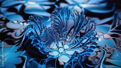 An abstract 3D rendering of a mesmerizing blue mosaic