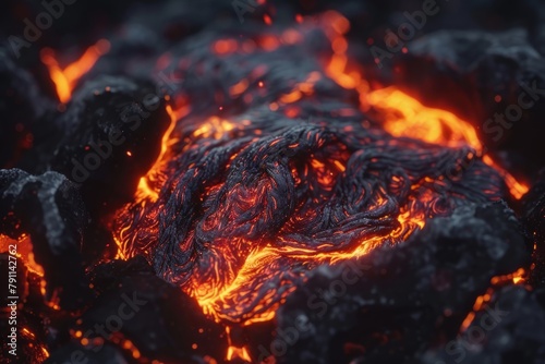 Hot molten lava streaming volcano eruption stream hot boiling magma venus other planet surface destruction flowing fire flame heat danger glowing cosmic