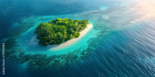 Picturesque morning on tropical island. , top down aerial view. © Hunman