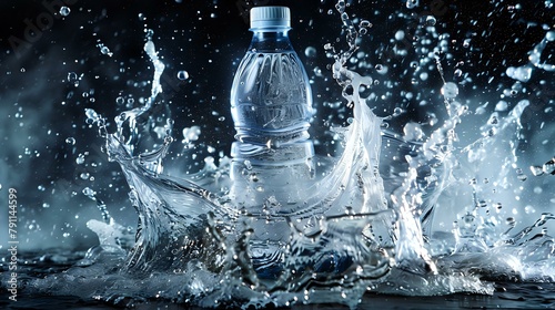 Graceful Water Sculpture: Bottle and Dynamic Movement