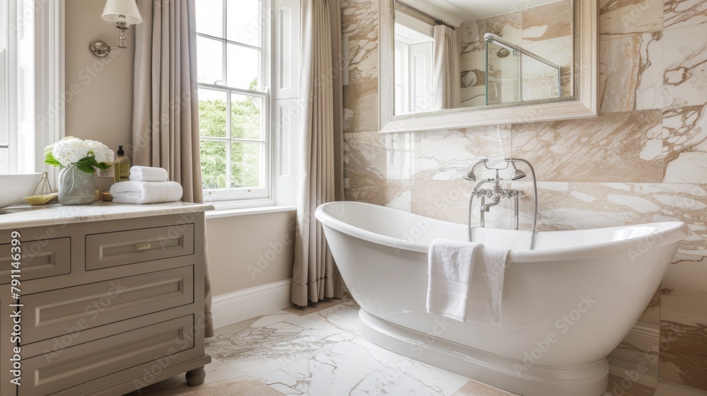Elegant marble bathroom AI generated illustration Elegant marble bathroom AI generated illustration