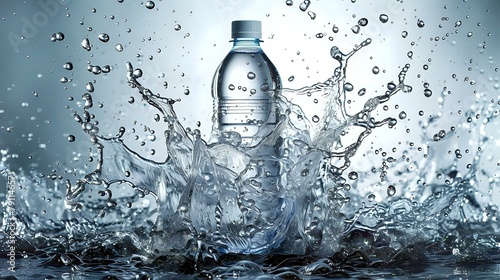Elegant Water Art: Plastic Bottle and Dynamic Flow photo