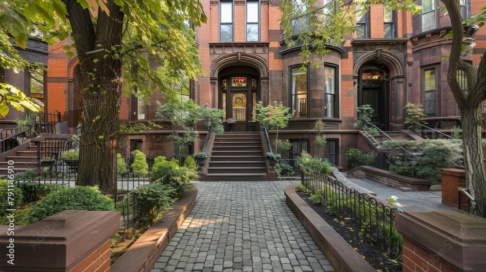 Historic brownstones with period features  AI generated illustration