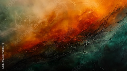 abstract large orange green rivulets undulating nebulous clouds blue young page bifrost oil burning battlefield background photo