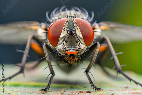 macro photo of big nasty dirty housefly, generative AI © Paulina
