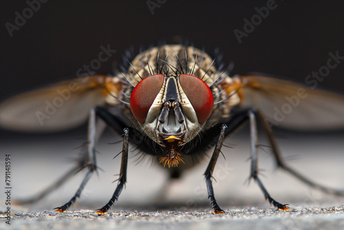 macro photo of big nasty dirty housefly, generative AI