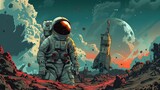 CrashLanding Astronaut Seeking Survival on Hostile Alien Soil A Papercut Tale of Resilience