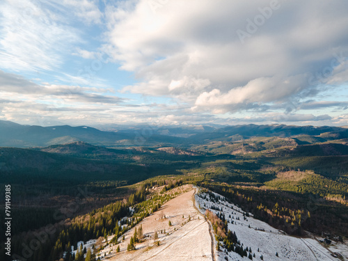 view from the top of the mountain drone