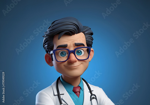 funny cartoon illustration of a friendly doctor
