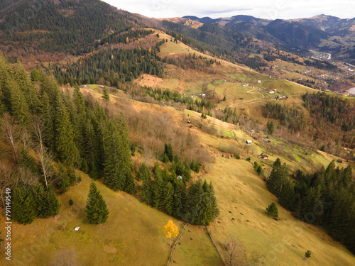 autumn in the mountains drone view