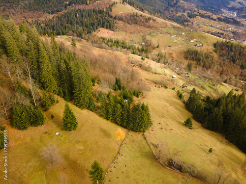 landscape in the mountains drone view