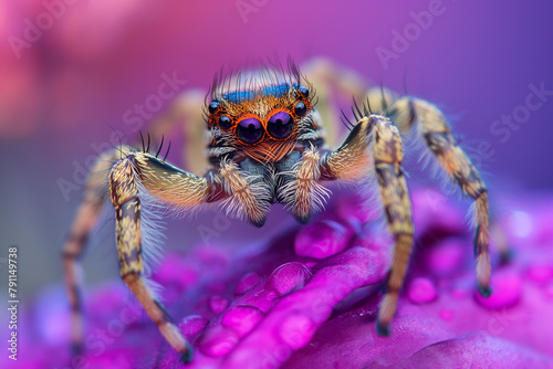 big dangerous poisonous tarantula spider on the background of colorful nature, generative AI