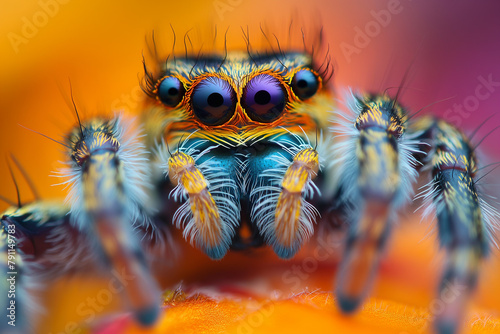 big dangerous poisonous tarantula spider on the background of colorful nature  generative AI