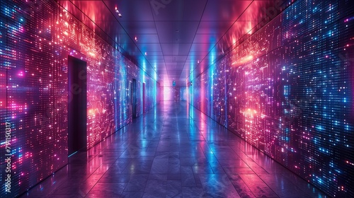 A futuristic hub where virtual data packets are exchanged in a vibrant, luminous environment, showcasing the essence of cyber technology-5 photo